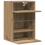 vidaXL Comode de perete cu lumini LED pentru TV, 2 buc. Stejar artizanal 40x30x60,5 cm