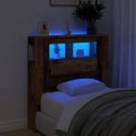 vidaXL Tăblie pat cu LED lemn vechi 100x18,5x103,5 cm lemn prelucrat vidaXL Tăblie pat cu LED lemn vechi 100x18,5x103,5 cm lemn prelucrat