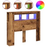 vidaXL Tăblie pat cu LED lemn vechi 120x18,5x103,5 cm lemn prelucrat vidaXL Tăblie pat cu LED lemn vechi 120x18,5x103,5 cm lemn prelucrat
