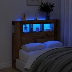 vidaXL Tăblie pat cu LED lemn vechi 120x18,5x103,5 cm lemn prelucrat vidaXL Tăblie pat cu LED lemn vechi 120x18,5x103,5 cm lemn prelucrat