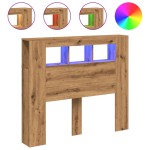 vidaXL Tăblie de pat cu LED, stejar artizanal, 120x18,5x103,5 cm, lemn