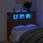 vidaXL Tăblie de pat cu LED, stejar artizanal, 120x18,5x103,5 cm, lemn