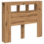 vidaXL Tăblie de pat cu LED, stejar artizanal, 120x18,5x103,5 cm, lemn