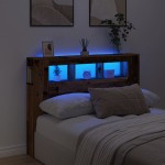 vidaXL Tăblie pat cu LED lemn vechi 140x18,5x103,5 cm lemn prelucrat vidaXL Tăblie pat cu LED lemn vechi 140x18,5x103,5 cm lemn prelucrat