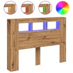 vidaXL Tăblie de pat cu LED, stejar artizanal, 140x18,5x103,5 cm, lemn vidaXL Tăblie de pat cu LED, stejar artizanal, 140x18,5x103,5 cm, lemn