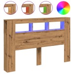 vidaXL Tăblie de pat cu LED, stejar artizanal, 160x18,5x103,5 cm, lemn