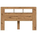 vidaXL Tăblie de pat cu LED, stejar artizanal, 160x18,5x103,5 cm, lemn
