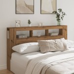 vidaXL Tăblie de pat cu LED, stejar artizanal, 180x18,5x103,5 cm, lemn