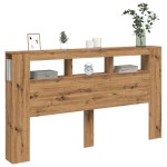 vidaXL Tăblie de pat cu LED, stejar artizanal, 180x18,5x103,5 cm, lemn