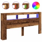 vidaXL Tăblie pat cu LED lemn vechi 200x18,5x103,5 cm lemn prelucrat vidaXL Tăblie pat cu LED lemn vechi 200x18,5x103,5 cm lemn prelucrat