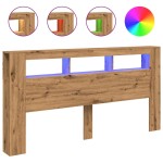 vidaXL Tăblie de pat cu LED, stejar artizanal, 200x18,5x103,5 cm, lemn