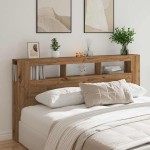 vidaXL Tăblie de pat cu LED, stejar artizanal, 200x18,5x103,5 cm, lemn