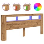 vidaXL Tăblie de pat cu LED, stejar artizanal, 220x18,5x103,5 cm, lemn vidaXL Tăblie de pat cu LED, stejar artizanal, 220x18,5x103,5 cm, lemn