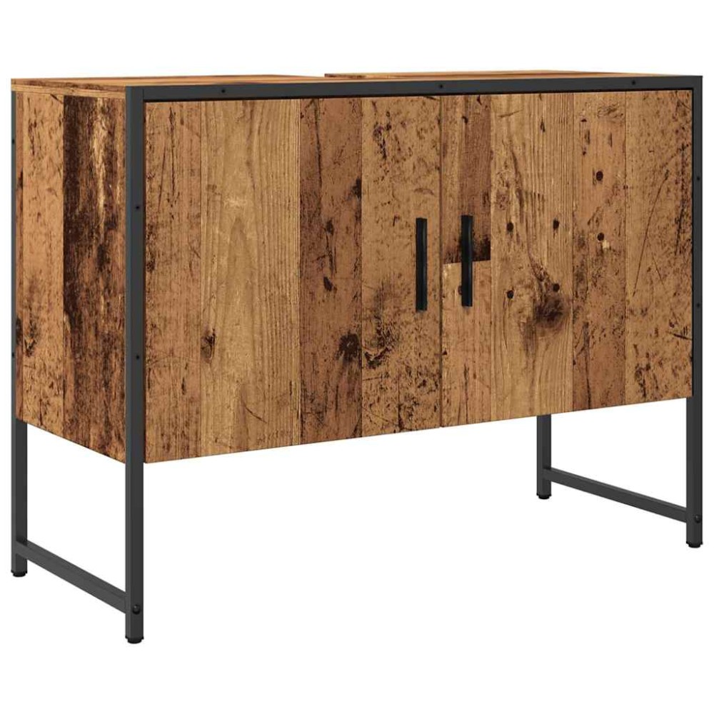 vidaXL Dulap chiuvetă baie, lemn vechi, 80x33x60 cm, lemn prelucrat