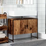 vidaXL Dulap chiuvetă baie, lemn vechi, 80x33x60 cm, lemn prelucrat vidaXL Dulap chiuvetă baie, lemn vechi, 80x33x60 cm, lemn prelucrat