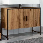 vidaXL Dulap chiuvetă baie stejar artizanal 80x33x60 cm lemn prelucrat vidaXL Dulap chiuvetă baie stejar artizanal 80x33x60 cm lemn prelucrat