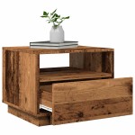 vidaXL Măsuță de cafea cu lumini LED, lemn vechi, 50x49x40 cm