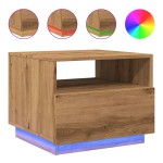 vidaXL Măsuță de cafea cu lumini LED, stejar artizanal, 50x49x40 cm