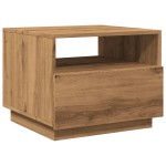 vidaXL Măsuță de cafea cu lumini LED, stejar artizanal, 50x49x40 cm