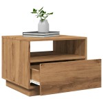 vidaXL Măsuță de cafea cu lumini LED, stejar artizanal, 50x49x40 cm