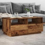 vidaXL Măsuță de cafea cu lumini LED, lemn vechi, 90x49x40 cm vidaXL Măsuță de cafea cu lumini LED, lemn vechi, 90x49x40 cm