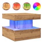 vidaXL Măsuță de cafea cu lumini LED, stejar artizanal, 50x50x40 cm