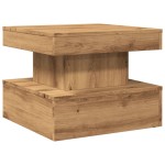 vidaXL Măsuță de cafea cu lumini LED, stejar artizanal, 50x50x40 cm