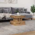 vidaXL Măsuță de cafea cu lumini LED, stejar artizanal, 50x50x40 cm