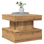 vidaXL Măsuță de cafea cu lumini LED, stejar artizanal, 50x50x40 cm