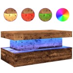vidaXL Măsuță de cafea cu lumini LED, lemn vechi, 90x50x40 cm vidaXL Măsuță de cafea cu lumini LED, lemn vechi, 90x50x40 cm