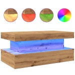 vidaXL Măsuță de cafea cu lumini LED, stejar artizanal, 90x50x40 cm vidaXL Măsuță de cafea cu lumini LED, stejar artizanal, 90x50x40 cm