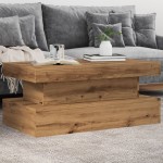 vidaXL Măsuță de cafea cu lumini LED, stejar artizanal, 90x50x40 cm vidaXL Măsuță de cafea cu lumini LED, stejar artizanal, 90x50x40 cm