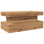 vidaXL Măsuță de cafea cu lumini LED, stejar artizanal, 90x50x40 cm vidaXL Măsuță de cafea cu lumini LED, stejar artizanal, 90x50x40 cm