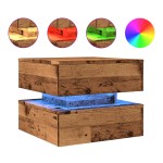 vidaXL Măsuță de cafea cu lumini LED, lemn vechi, 50x50x40 cm vidaXL Măsuță de cafea cu lumini LED, lemn vechi, 50x50x40 cm