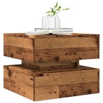 vidaXL Măsuță de cafea cu lumini LED, lemn vechi, 50x50x40 cm vidaXL Măsuță de cafea cu lumini LED, lemn vechi, 50x50x40 cm