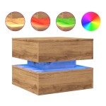 vidaXL Măsuță de cafea cu lumini LED, stejar artizanal, 50x50x40 cm vidaXL Măsuță de cafea cu lumini LED, stejar artizanal, 50x50x40 cm