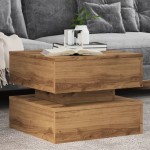 vidaXL Măsuță de cafea cu lumini LED, stejar artizanal, 50x50x40 cm vidaXL Măsuță de cafea cu lumini LED, stejar artizanal, 50x50x40 cm