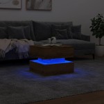 vidaXL Măsuță de cafea cu lumini LED, stejar artizanal, 50x50x40 cm vidaXL Măsuță de cafea cu lumini LED, stejar artizanal, 50x50x40 cm