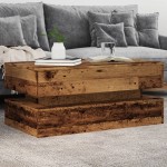 vidaXL Măsuță de cafea cu lumini LED, lemn vechi, 90x50x40 cm vidaXL Măsuță de cafea cu lumini LED, lemn vechi, 90x50x40 cm