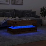 vidaXL Măsuță de cafea cu lumini LED, lemn vechi, 90x50x40 cm vidaXL Măsuță de cafea cu lumini LED, lemn vechi, 90x50x40 cm
