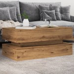 vidaXL Măsuță de cafea cu lumini LED, stejar artizanal, 90x50x40 cm vidaXL Măsuță de cafea cu lumini LED, stejar artizanal, 90x50x40 cm