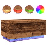 vidaXL Măsuță de cafea cu lumini LED, lemn vechi, 90x50x40 cm