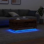 vidaXL Măsuță de cafea cu lumini LED, lemn vechi, 90x50x40 cm