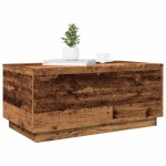 vidaXL Măsuță de cafea cu lumini LED, lemn vechi, 90x50x40 cm