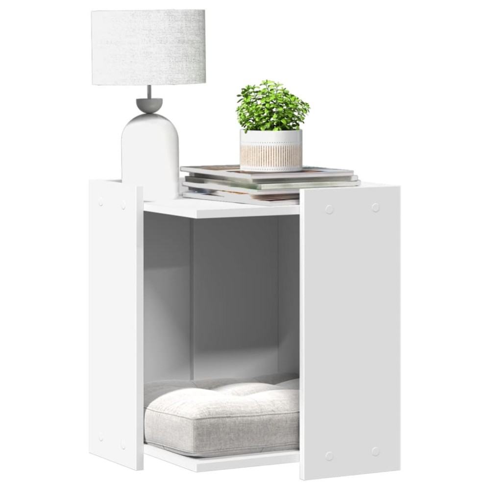 vidaXL Cutie pentru litieră pisici, alb, 42x42x51 cm, lemn prelucrat