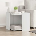 vidaXL Cutie pentru litieră pisici, alb, 53x53x51 cm, lemn prelucrat