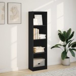 vidaXL Bibliotecă, negru, 40x24x143 cm, lemn prelucrat