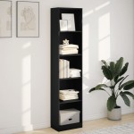 vidaXL Bibliotecă, negru, 40x24x176 cm, lemn prelucrat