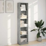 vidaXL Bibliotecă, gri beton, 40x24x176 cm, lemn compozit vidaXL Bibliotecă, gri beton, 40x24x176 cm, lemn compozit