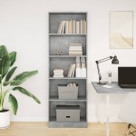 vidaXL Bibliotecă, gri beton, 60x24x176 cm, lemn prelucrat vidaXL Bibliotecă, gri beton, 60x24x176 cm, lemn prelucrat